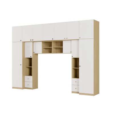 Zabudowa sypialni 394x225 cm dąb Baltic Dune biel – Sena | eMeblast
