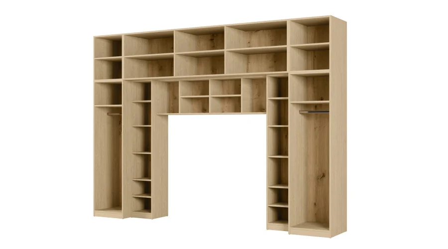Zabudowa sypialni 394x225 cm 2 lustra dąb Baltic Dune biel – Sena | eMeblast