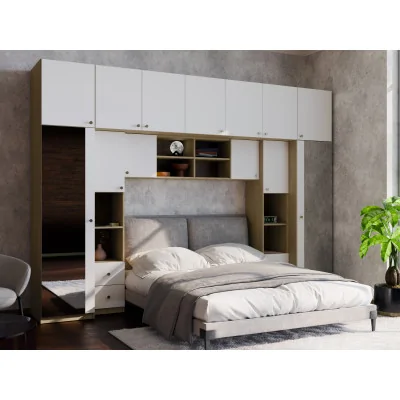Zabudowa sypialni 394x225 cm 2 lustra dąb Baltic Dune biel – Sena | eMeblast