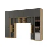 Zabudowa do sypialni 394x225 cm z lustrem dąb Carpenter Whisky / szary grafit – Sena