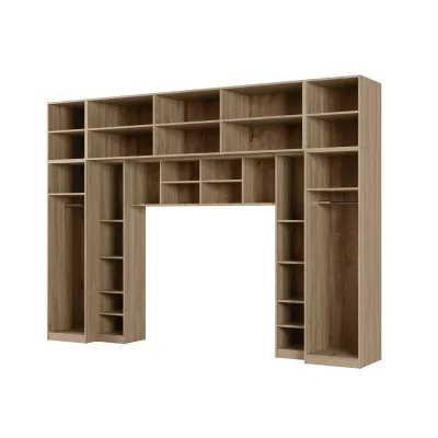 Zabudowa sypialni 394x225 cm 2 lustra dąb Carpenter Whisky szary grafit – Sena | eMeblast
