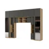 Zabudowa do sypialni 394x225 cm 2 lustra dąb Carpenter Whisky / szary grafit – Sena