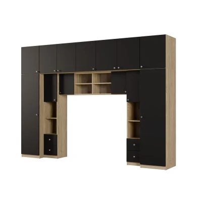 Zabudowa sypialni 394x225 cm dąb olejowany czarny onyx – Sena | eMeblast