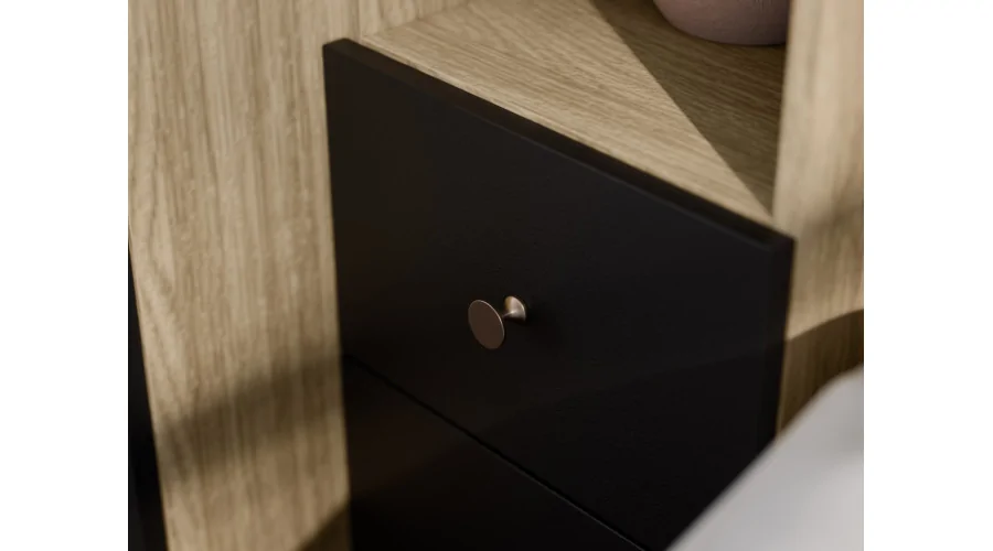 Zabudowa sypialni 394x225 cm lustro dąb olejowany czarny onyx – Sena | eMeblast