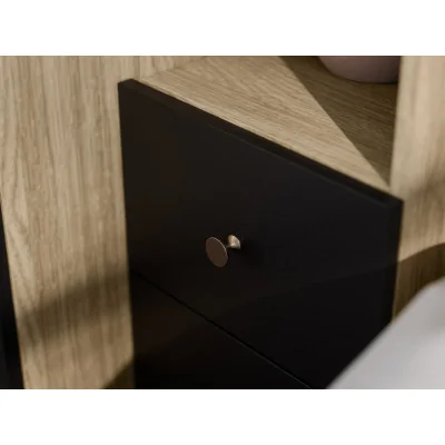 Zabudowa sypialni 394x225 cm 2 lustra dąb olejowany czarny onyx – Sena | eMeblast