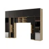 Zabudowa do sypialni 394x225 cm 2 lustra dąb olejowany / czarny onyx – Sena