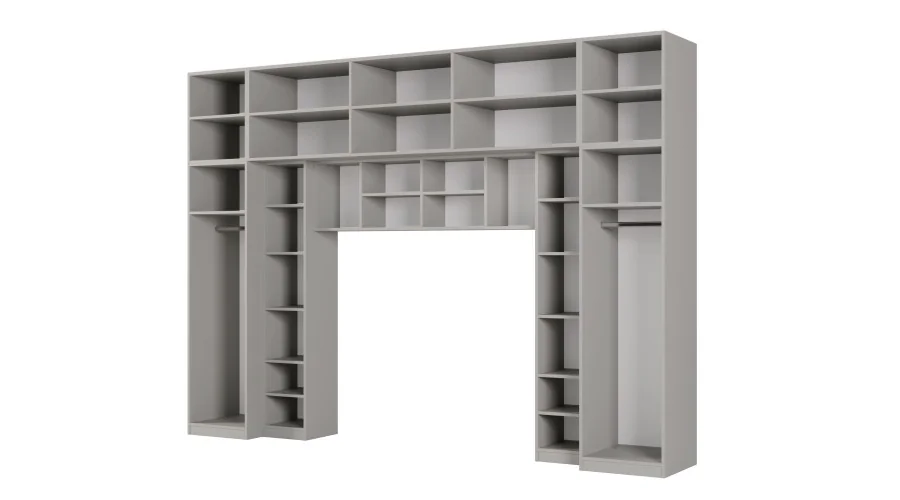 Zabudowa sypialni 394x225 cm 2 lustra szary pallad zielony oliwkowy – Sena | eMeblast