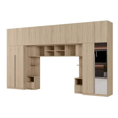 Zabudowa do sypialni 394x225 cm z lustrem Tip-On Sonoma jasna – Jula | eMeblast