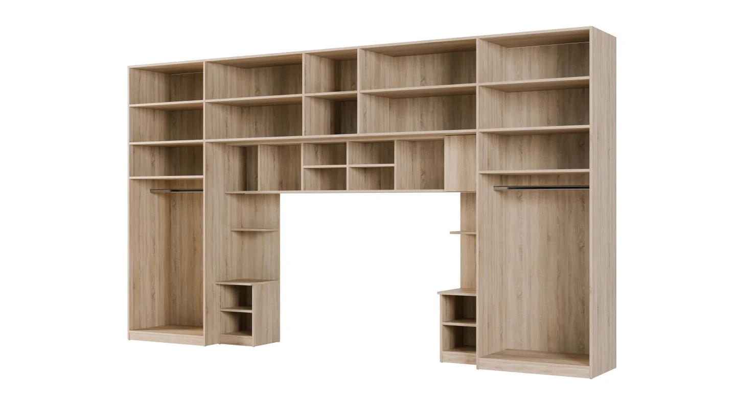 Zabudowa sypialni 394x225 cm Sonoma jasna 2 lustra Tip-On – Jula | eMeblast