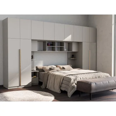 Zabudowa sypialni 394x225 cm kaszmirowy beż lustro Tip-On – Jula | eMeblast