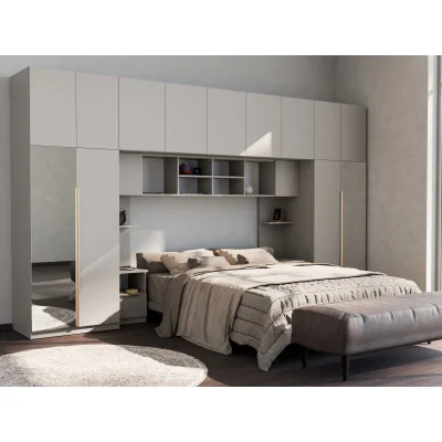 Zabudowa sypialni 394x225 cm kaszmirowy beż 2 lustra Tip-On – Jula | eMeblast