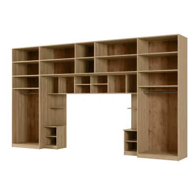 Zabudowa do sypialni 394x225 cm z szafą Tip-On dąb Carpenter Whisky – Jula