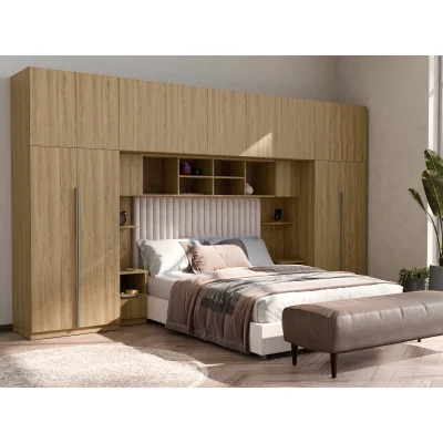 Zabudowa do sypialni 394x225 cm z szafą Tip-On dąb Carpenter Whisky – Jula