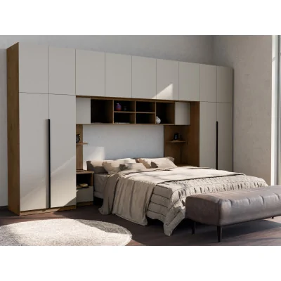 Zabudowa sypialni 394x225 cm dąb Lancelot kaszmirowy beż Tip-On – Jula | eMeblast