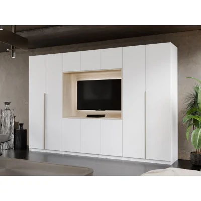 Meblościanka z wnęką pod telewizor 315×210 cm Śnieżna Biel - VISION