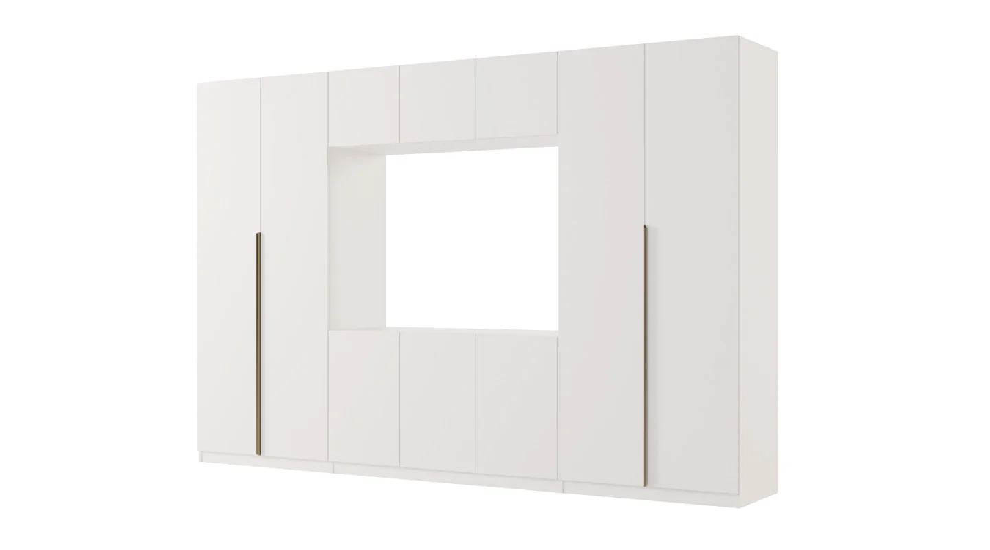 Meblościanka z wnęką pod telewizor 315×210 cm Śnieżna Biel - VISION