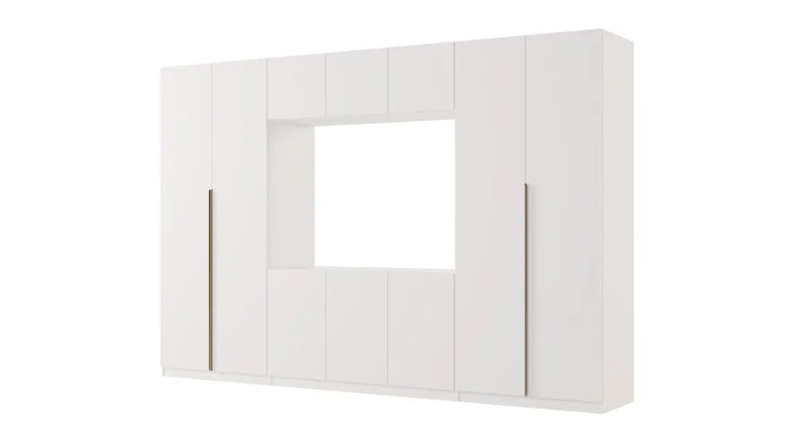 Meblościanka z wnęką pod telewizor 315×210 cm Śnieżna Biel - VISION