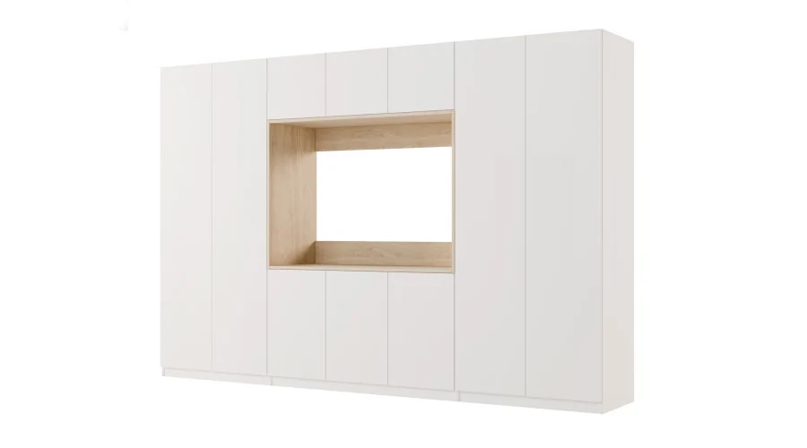 Meblościanka z wnęką pod telewizor 315×210 cm Śnieżna Biel - VISION