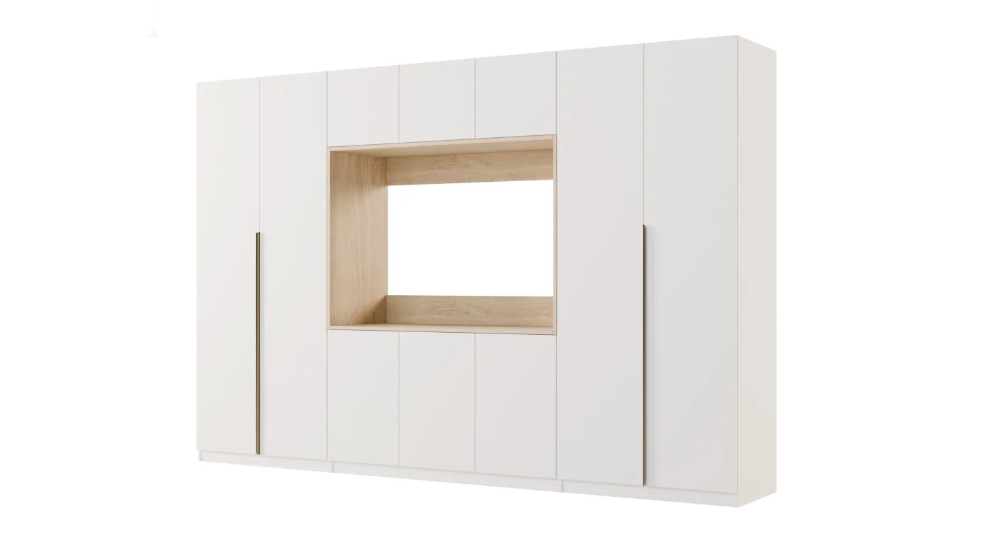 Meblościanka z wnęką pod telewizor 315×210 cm Śnieżna Biel - VISION
