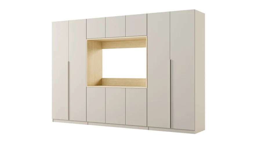 Meblościanka z wnęką pod telewizor 315×210 cm Kaszmirowy Beż - VISION Meblościanka z wnęką pod telewizor 315×210 cm Kaszmirowy Beż - VISION