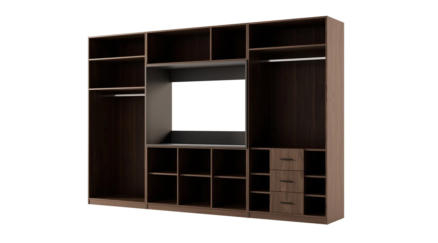 Meblościanka z wnęką pod telewizor 315×210 cm Orzech Włoski - VISION