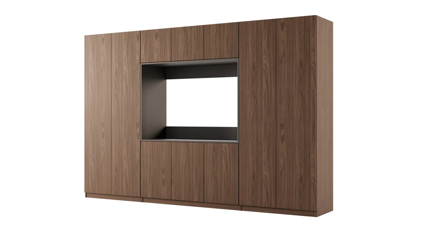 Meblościanka z wnęką pod telewizor 315×210 cm Orzech Włoski - VISION