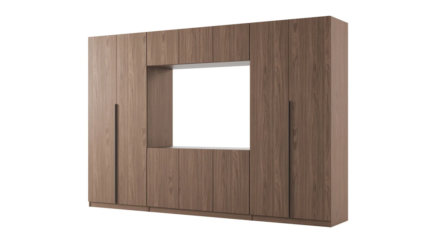 Meblościanka z wnęką pod telewizor 315×210 cm Orzech Włoski - VISION