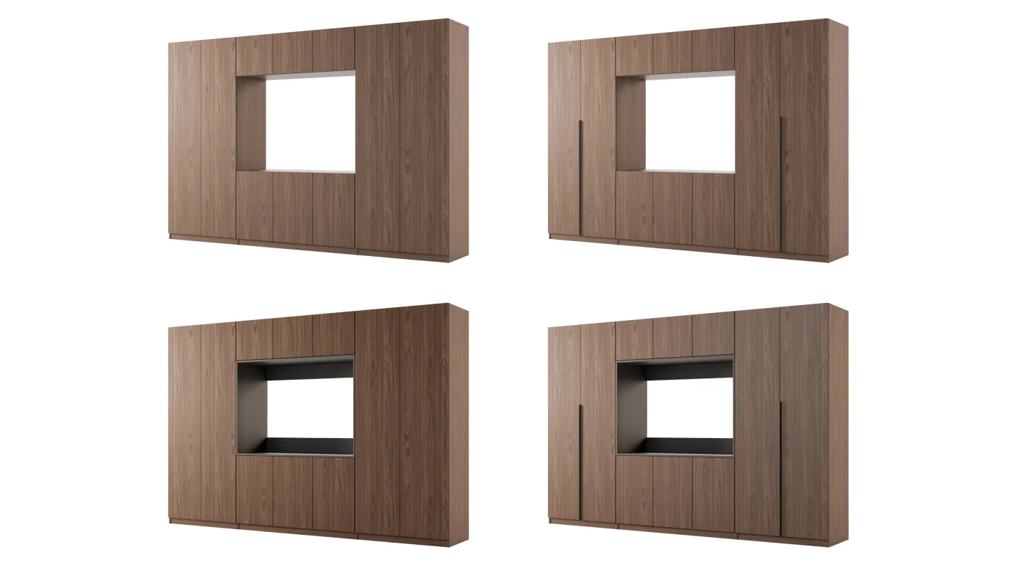 Meblościanka z wnęką pod telewizor 315×210 cm Orzech Włoski - VISION