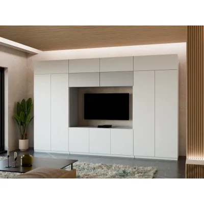 Przestronna meblościanka pod telewizor 365×240 cm Śnieżna Biel Szary New York - INFINITY