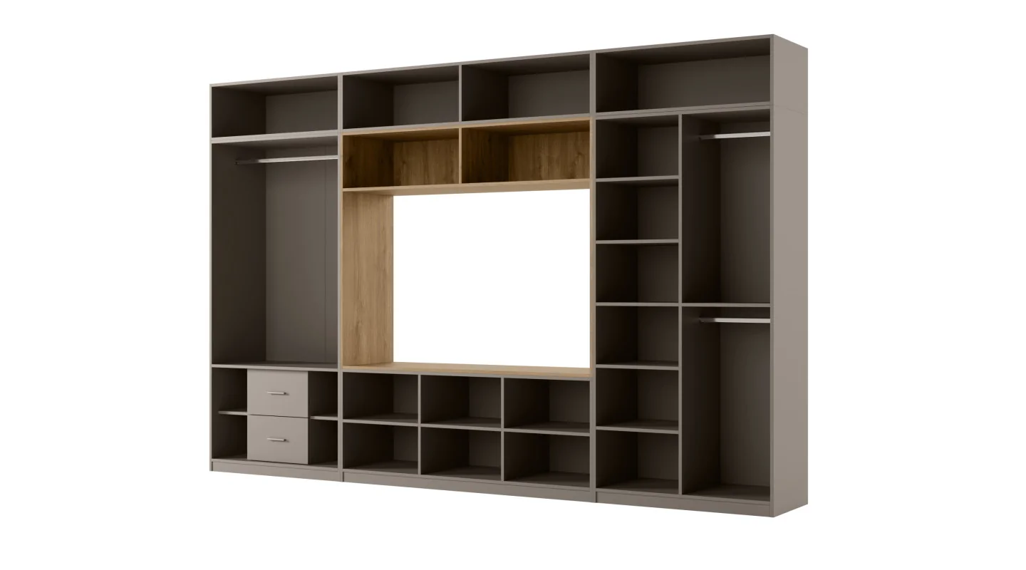Przestronna meblościanka pod telewizor 365×240 cm Kalahari Dąb Carpenter Whisky - INFINITY