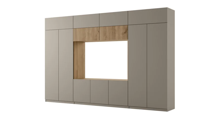 Przestronna meblościanka pod telewizor 365×240 cm Kalahari Dąb Carpenter Whisky - INFINITY