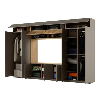 Przestronna meblościanka pod telewizor 365×240 cm Kalahari Dąb Carpenter Whisky - INFINITY