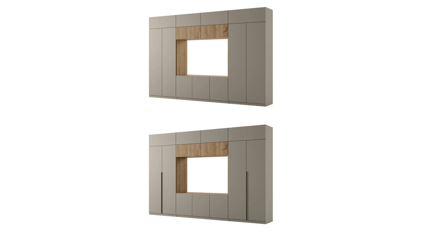 Przestronna meblościanka pod telewizor 365×240 cm Kalahari Dąb Carpenter Whisky - INFINITY