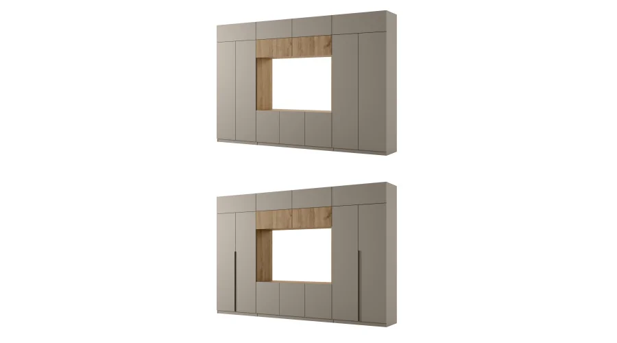 Przestronna meblościanka pod telewizor 365×240 cm Kalahari Dąb Carpenter Whisky - INFINITY