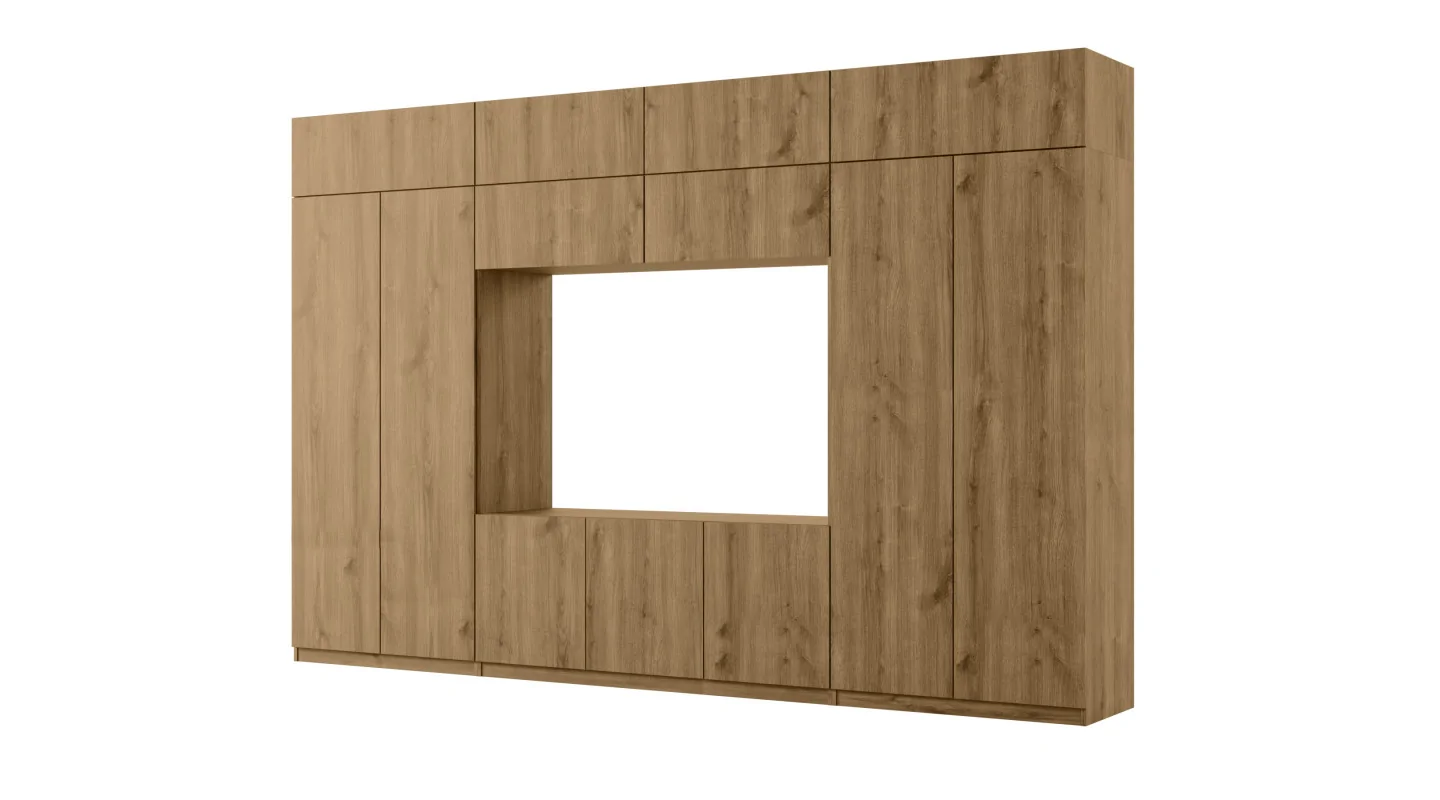 Przestronna meblościanka pod telewizor 365×240 cm Dąb Carpenter Whisky - INFINITY