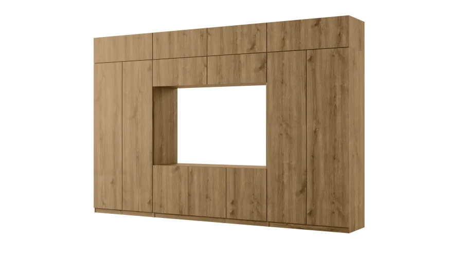 Przestronna meblościanka pod telewizor 365×240 cm Dąb Carpenter Whisky - INFINITY