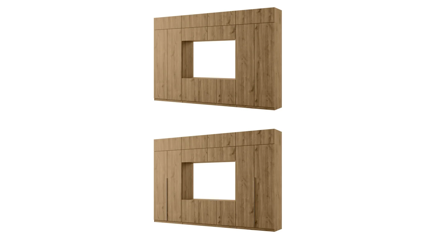 Przestronna meblościanka pod telewizor 365×240 cm Dąb Carpenter Whisky - INFINITY