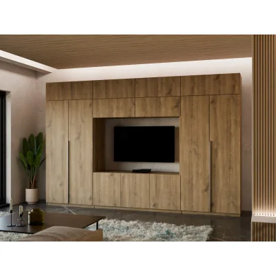 Przestronna meblościanka pod telewizor 365×240 cm Dąb Carpenter Whisky - INFINITY