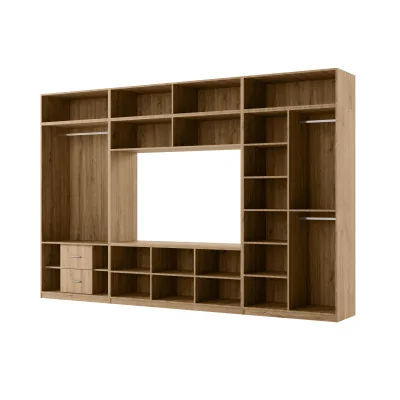Przestronna meblościanka pod telewizor 365×240 cm Dąb Carpenter Whisky - INFINITY