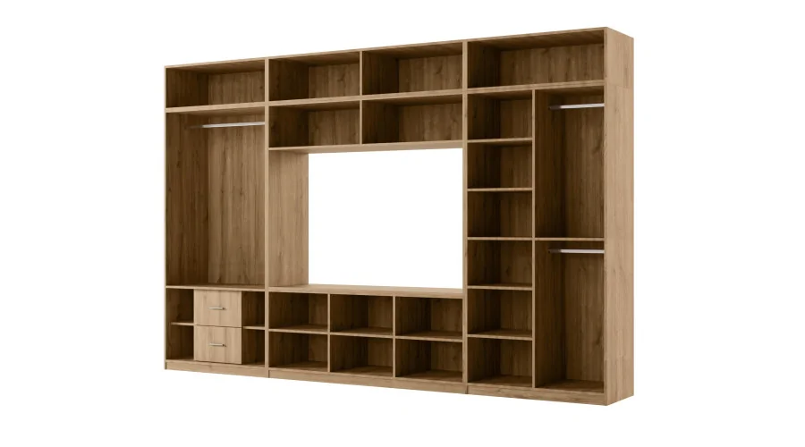 Przestronna meblościanka pod telewizor 365×240 cm Dąb Carpenter Whisky - INFINITY