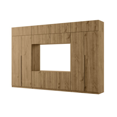 Przestronna meblościanka pod telewizor 365×240 cm Dąb Carpenter Whisky - INFINITY