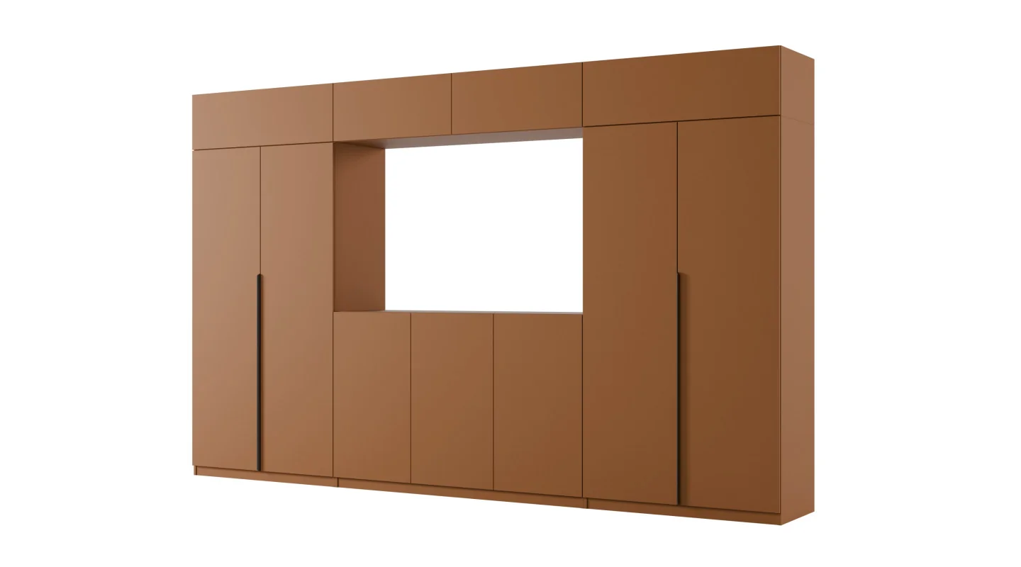 Stylowa meblościanka ze strefą RTV 385×240 cm Ceglany - ATRIUM