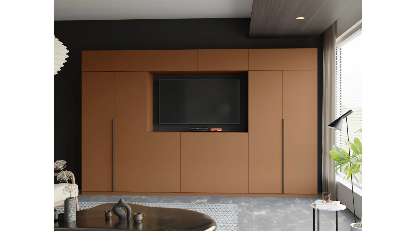 Stylowa meblościanka ze strefą RTV 385×240 cm Ceglany - ATRIUM