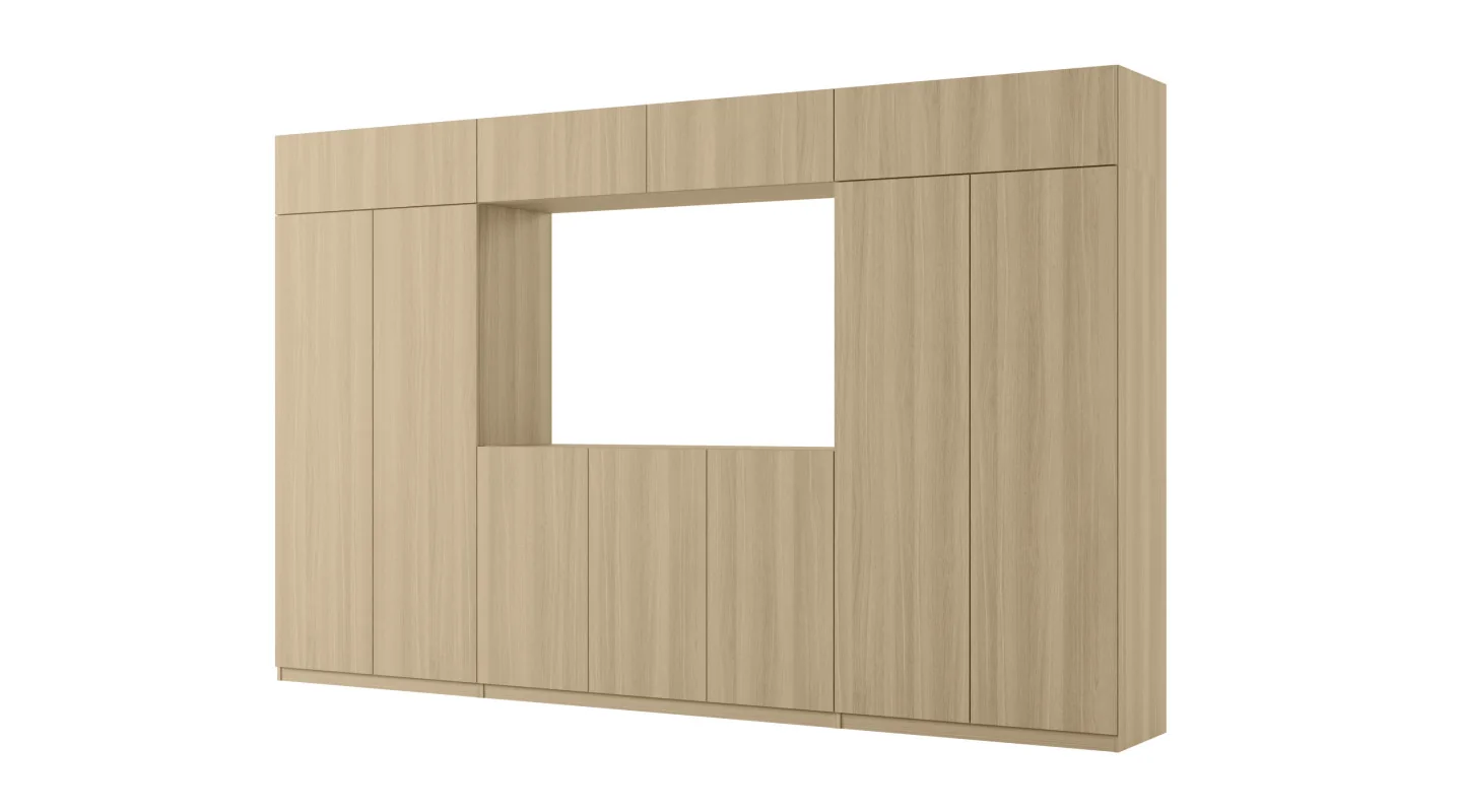Stylowa meblościanka ze strefą RTV 385×240 cm Dąb Elegancki - ATRIUM
