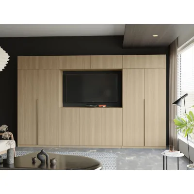 Stylowa meblościanka ze strefą RTV 385×240 cm Dąb Elegancki - ATRIUM