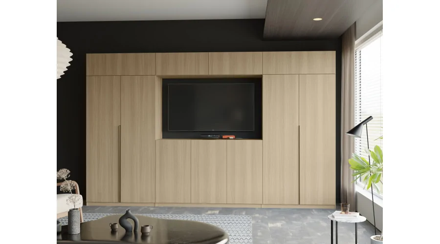 Stylowa meblościanka ze strefą RTV 385×240 cm Dąb Elegancki - ATRIUM