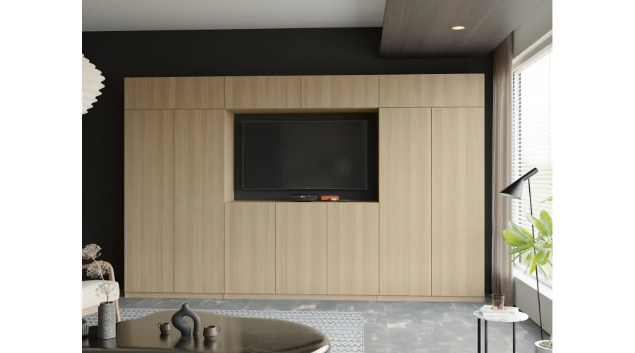 Stylowa meblościanka ze strefą RTV 385×240 cm Dąb Elegancki - ATRIUM