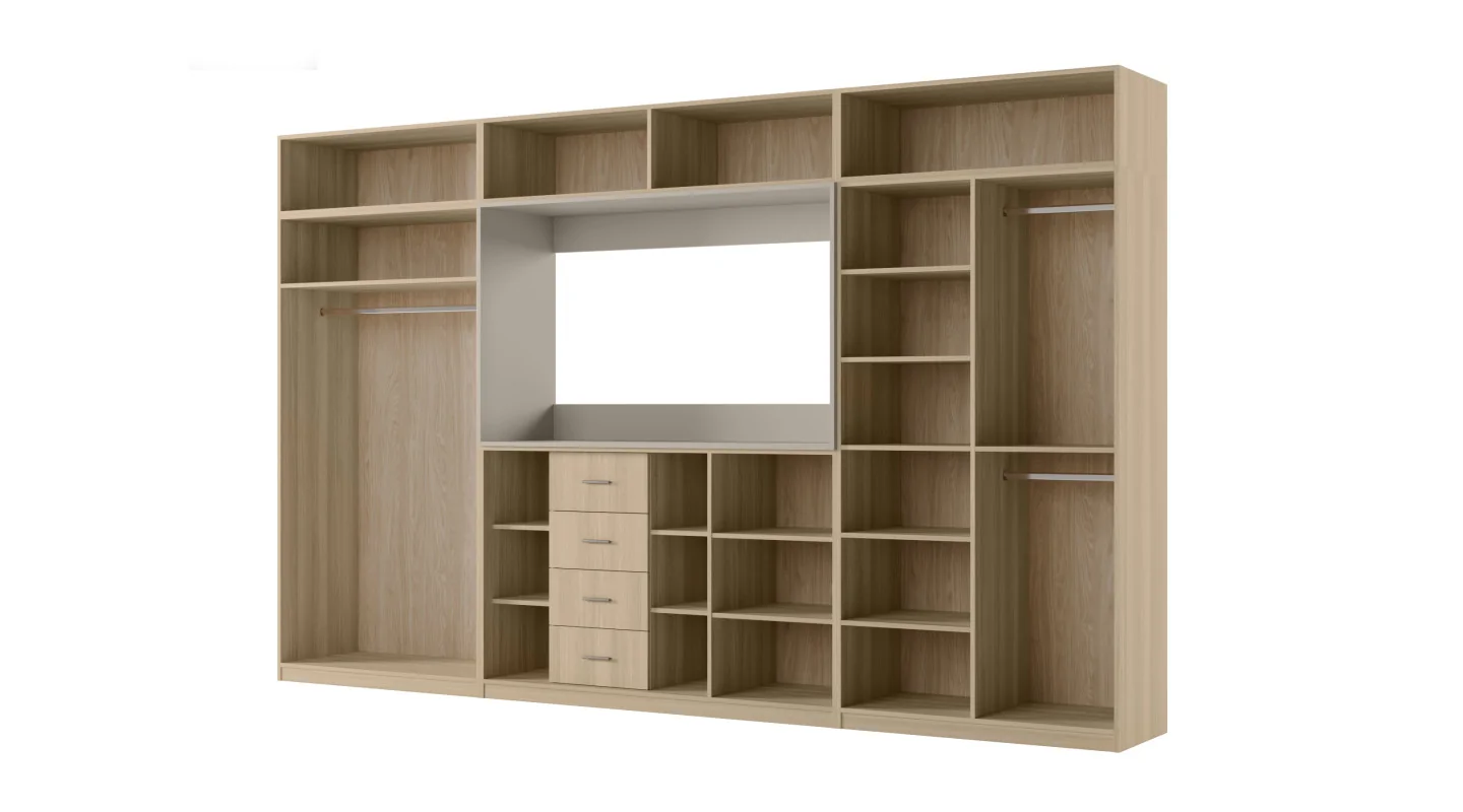 Stylowa meblościanka ze strefą RTV 385×240 cm Dąb Elegancki Kaszmirowy Beż - ATRIUM