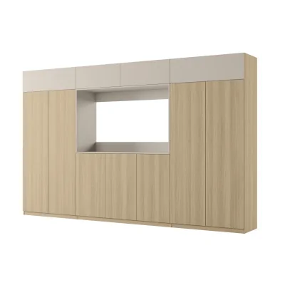 Stylowa meblościanka ze strefą RTV 385×240 cm Dąb Elegancki Kaszmirowy Beż - ATRIUM