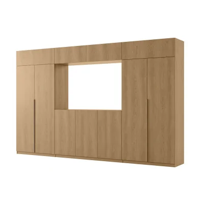 Stylowa meblościanka ze strefą RTV 385×240 cm Dąb Karmel - ATRIUM